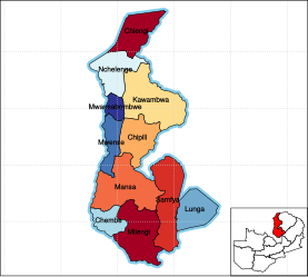 Luapula Province showing its districts