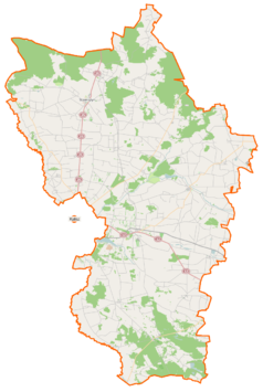 Mapa konturowa powiatu kaliskiego, na dole nieco na prawo znajduje się punkt z opisem „Borek”