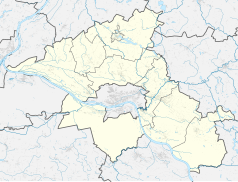 Mapa konturowa powiatu toruńskiego, blisko centrum na dole znajduje się punkt z opisem „Złotoria”