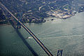 Image 38The Ambassador Bridge, a suspension bridge that connects Detroit with Windsor, Ontario, in Canada. It is the busiest international border crossing in North America in terms of trade volume. (from Michigan)