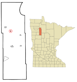 Location of Clearbrook within Clearwater County, Minnesota