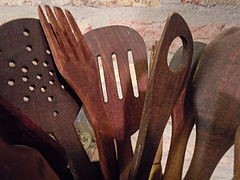 Slotted and perforated wooden spoons