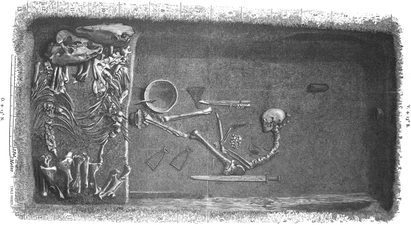 Sketch from his diary published in 1889 about the Bj 581 gravesite