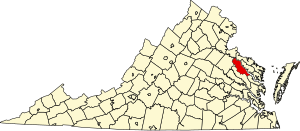 Map of Virginia highlighting Essex County