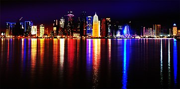 Vue de la baie de Doha, au Qatar.