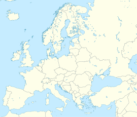 Mapa konturowa Europy, u góry nieco na lewo znajduje się punkt z opisem „Trondheim”