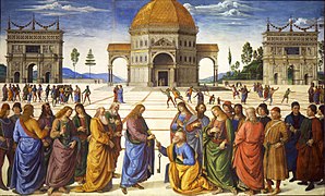 Pietro Perugino's use of perspective in the Delivery of the Keys fresco at the Sistine Chapel (1481–82) helped bring the Renaissance to Rome.