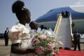 George W. Bush and Mrs. Laura Bush arrive in Entebbe, Uganda Friday, July 11, 2003.