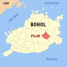 Mapa sa Bohol nga nagapakita kon asa nahamutangan ang Pilar