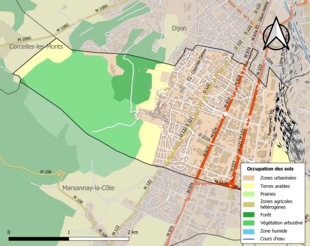 Carte en couleurs présentant l'occupation des sols.