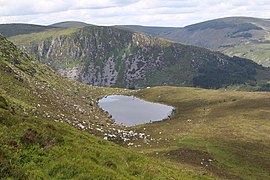 Arts Lough below the summit of Lug, looking across the Fraughan Rock Glen