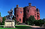 Statue of Fame in entrance courtyard at Powis Castle