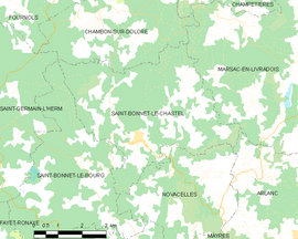 Mapa obce Saint-Bonnet-le-Chastel