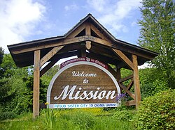 The "Welcome To Mission" sign located near Horne Street