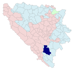 Location of Nevesinje within Bosnia and Herzegovina