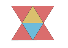 Multicolor, flat image of a triangular bipyramid