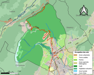 Carte en couleurs présentant l'occupation des sols.