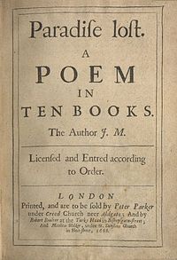 Обложка первого издания «Потерянного рая» Джона Мильтона, 1668 год [вторая типографская редактура]