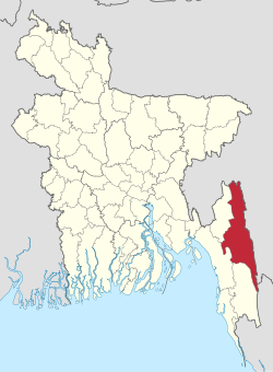 Location of Rangamati District within Bangladesh