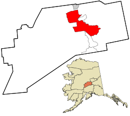 Location in Denali Borough and the state of Alaska.