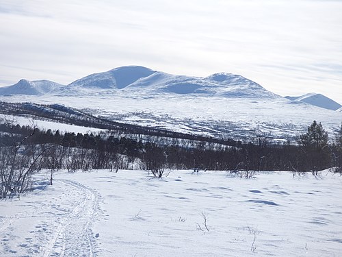 Snowy mountains in Abisko. Photograph: Selixshiraii