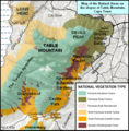 Map showing the conservation areas and forests of the Eastern Slopes. e.g. Newlands Forest, Cecilia Park, Kirstenbosch.