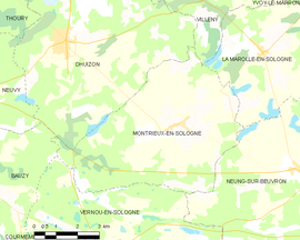 Mapa obce Montrieux-en-Sologne