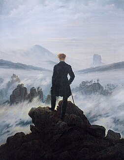 Le Voyageur contemplant une mer de nuages (vers 1818), de Caspar David Friedrich. (définition réelle 625 × 796*)