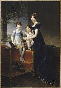 Hortense de Beauharnais avec ses deux plus jeunes fils : Napoléon-Louis, (futur Louis-Napoléon II) et Charles-Louis-Napoléon (futur Napoléon III).