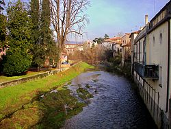 The Soligo river flows through the centre of Pieve di Soligo.