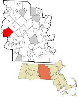 Location in Worcester County and the state of Massachusetts.