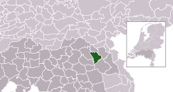 Highlighted position of Mill en Sint Hubert in a municipal map of North Brabant