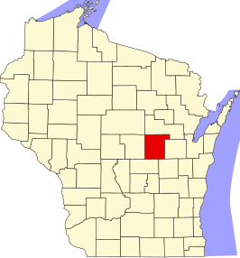 Locatie van Waupaca County in Wisconsin