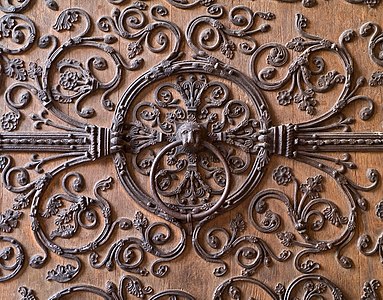 Gothic volutes on the wrought-iron on a door of Notre Dame de Paris, unknown architect or blacksmith, 12th or 13th centuries