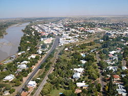 Lugfoto van Upington se sentrale sakekern