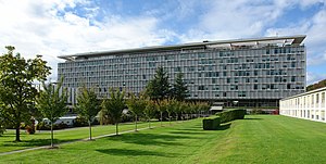 Le siège de l'organisation mondiale de la santé à Genève, sur la commune de Pregny-Chambésy.