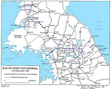 A series of front lines drawn over the Korean peninsula with each line labeled with a date