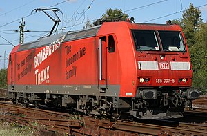 185 001 bei der Einfahrt in den Rangierbahnhof Köln-Gremberg