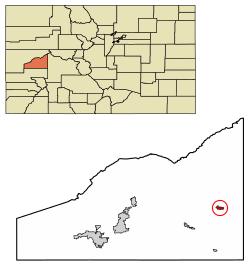 Location of Paonia in Delta County, Colorado.