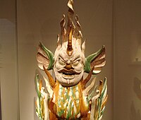 A Tang sancai-glazed tomb guardian, 8th century