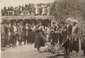 Traditional wedding ceremony of slaughtering a bull, early 20th century, Lori