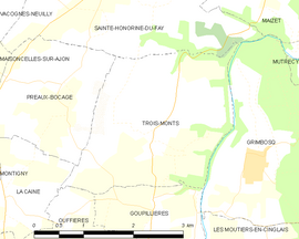 Mapa obce Trois-Monts