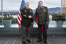 General Milley and General Gerasimov shaking hands