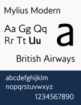 Schriftbeispiel der Schrift Mylius Modern (British Airways)