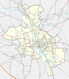 Mapa konturowa Opola, w centrum znajduje się punkt z opisem „Stegu Arena”