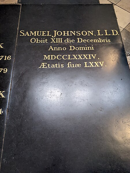 File:The grave of Samuel Johnson, buried after he grew tired of London.jpg