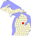 State map highlighting Gladwin County