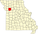 A state map highlighting Ray County in the northwestern part of the state.