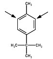 Substituents add ortho to the methyl group in para-(tert-butyl)toluene