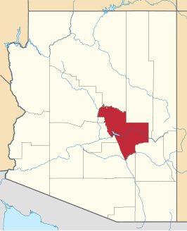 Locatie van Gila County in Arizona